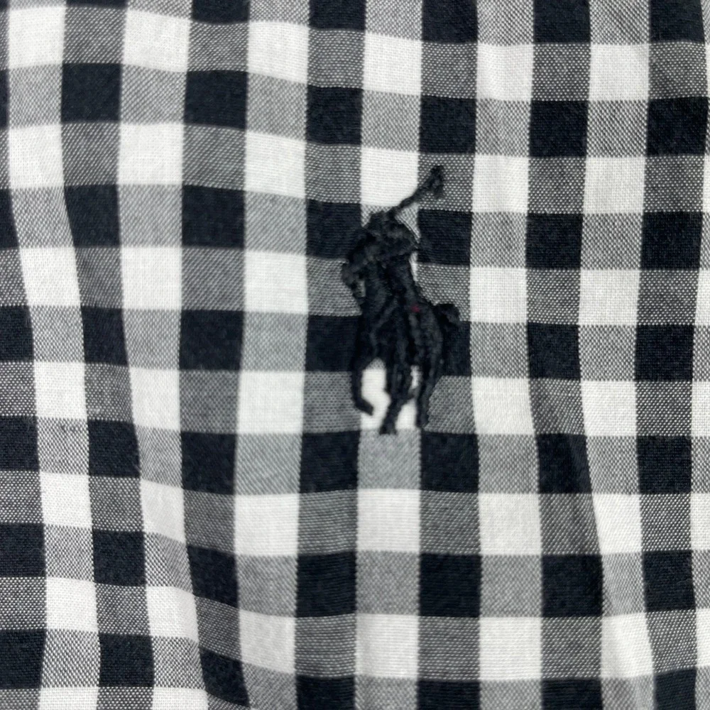 Polo Ralph Lauren Button Down Mens 17 34/35 Black Philip Gingham Check Shirt